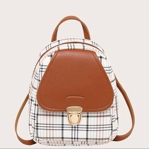 Push Lock Decor Plaid Backpack